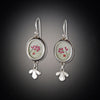 Tiny Oval Plum Blossom Earrings with Leaf Trios
