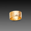 Wide Hammered Band with Diamond Trios