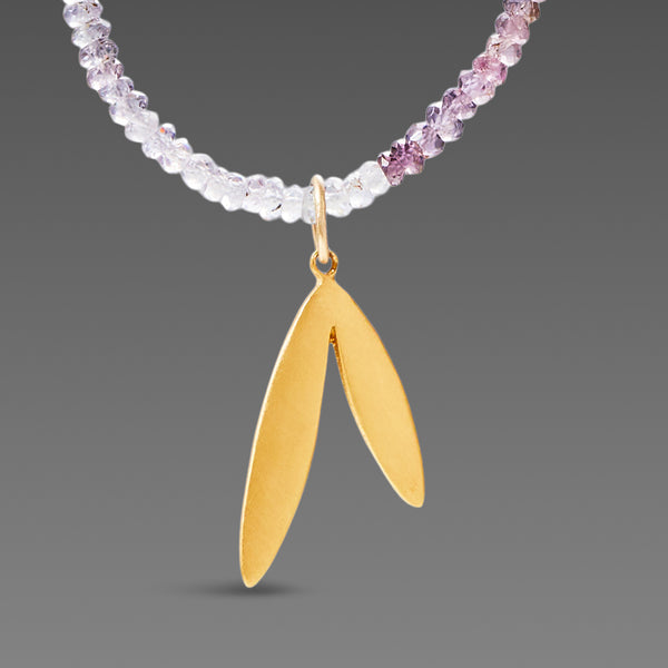Ombre Spinel Necklace with Gold Leaf Charm