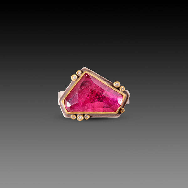 Geometric Pink Tourmaline Ring