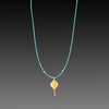 Turquoise Necklace with 22k Charm and Diamond Drop