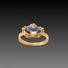 Blue Sapphire Ring with Diamond Dot Trios