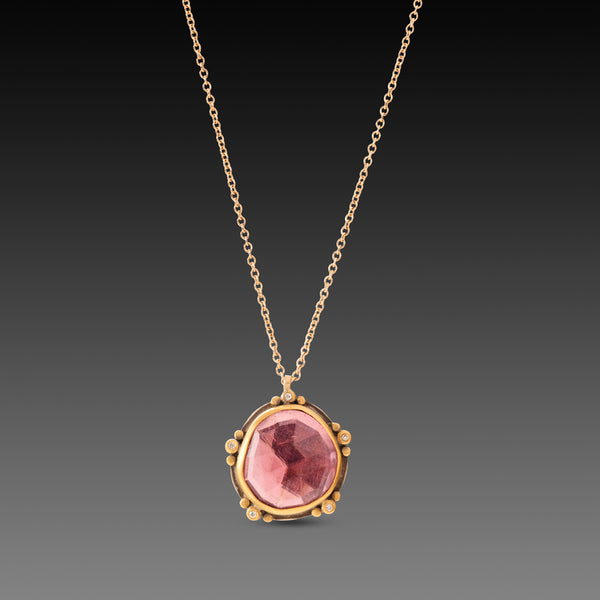 Pink Tourmaline & Diamonds Necklace