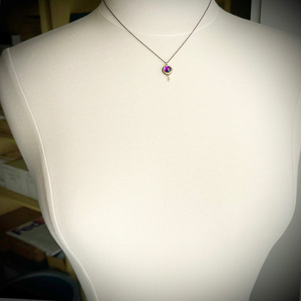 Amethyst & Gold Disk Necklace