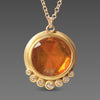 Orange Sapphire Necklace with Diamond Arc