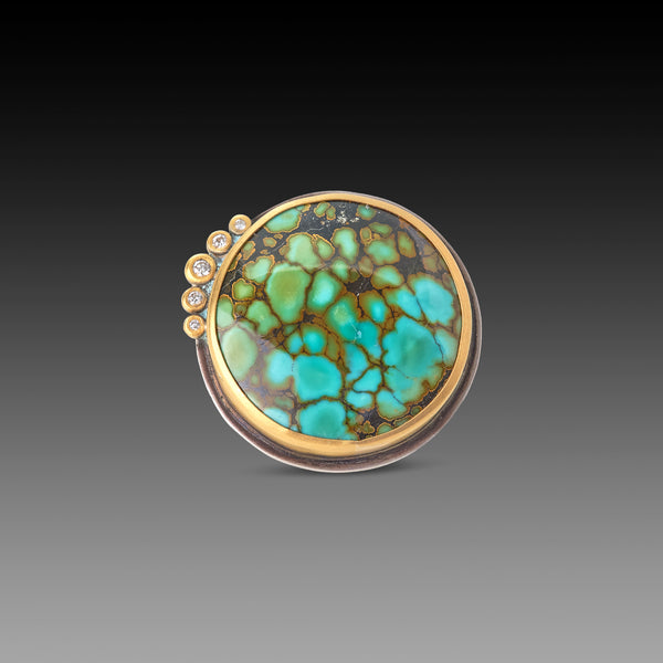 Turquoise Ring with Diamond Swell