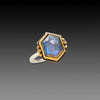 Geometric Labradorite Ring with Diamonds