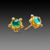 Emerald Stud Earrings with Diamonds