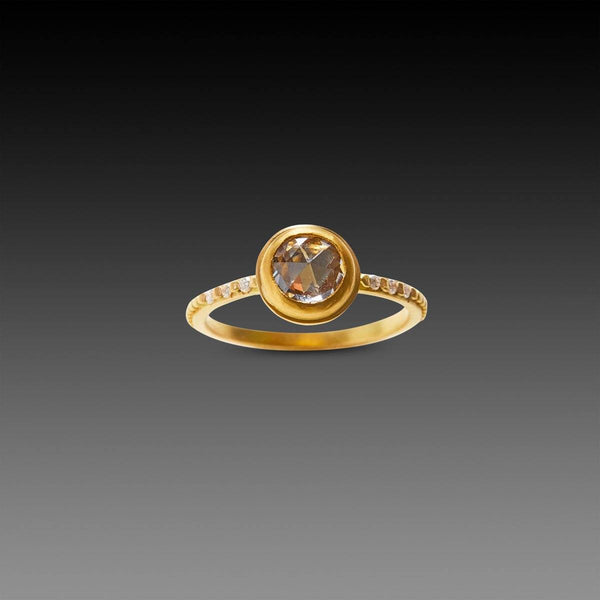 Clear Sapphire Ring with Diamond Band