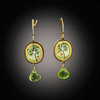 Tiny Oval Spring Maple Earrings with Peridot Drop