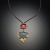 Pink Tourmaline and Labradorite Necklace with Gold Disks