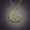 Gold Round Necklace with Two Bluebirds