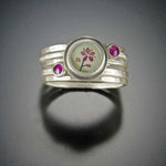 Plum Blossom and Ruby Stacking Ring Set