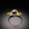 Blue Sapphire Ring with Raised Diamond Dot Band