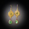 Filigree Disk Earrings with Rose Cut Emeralds
