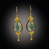 Moss Aquamarine Earrings with Gold Trios