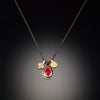 Rose Cut Ruby Charm Necklace with Diamonds