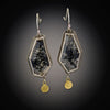 Tourmalinated Quartz Earrings with Gold Disk