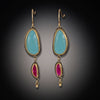 Turquoise and Ruby Earrings