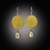 Hammered Gold Earrings with Moonstones