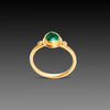 Round Emerald Ring with Two Diamond Dots