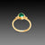 Round Emerald Ring with Two Diamond Dots