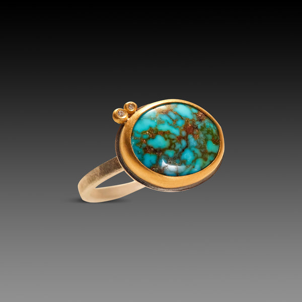 Turquoise Ring with Diamonds