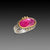 Pink Tourmaline Ring with Diamond Trios