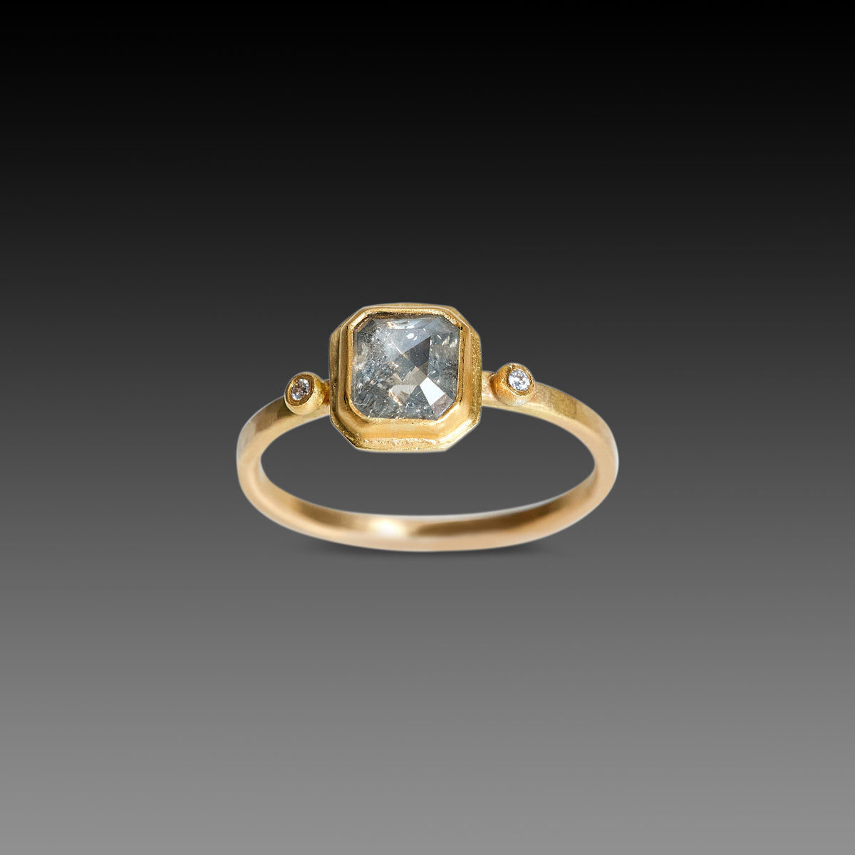 Square Gray Diamond Ring