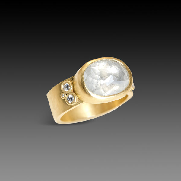 Oval Rose Cut Gray Diamond Ring