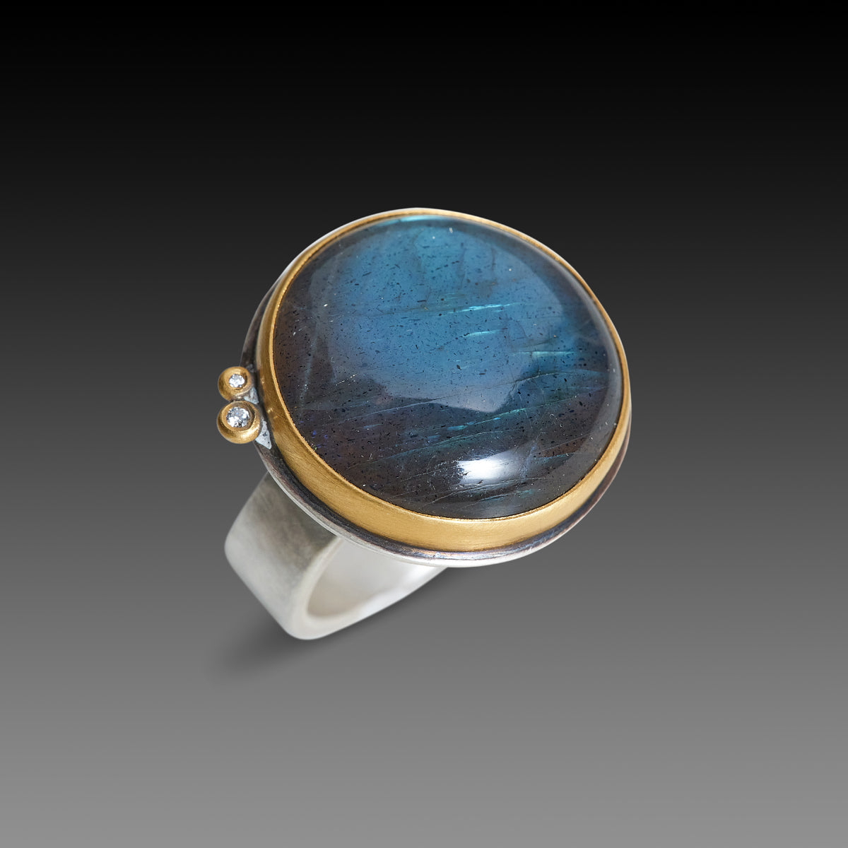 Smooth Round Labradorite Ring