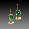 Green Tourmaline Earrings with Gold Fringe