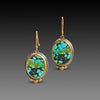 Turquoise Earrings with 22k Gold Trios