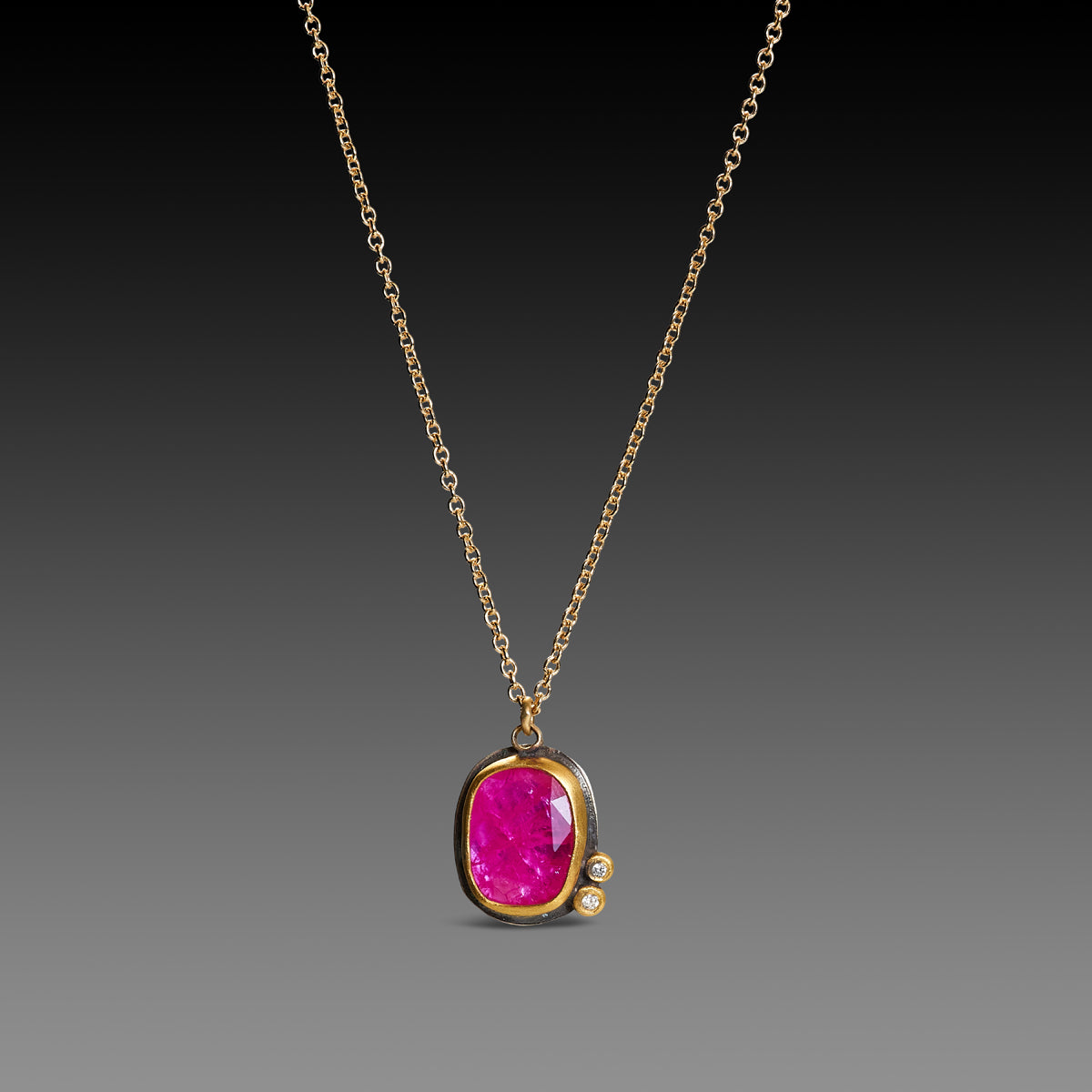 Vibrant Ruby Necklace with Diamonds - Ananda Khalsa