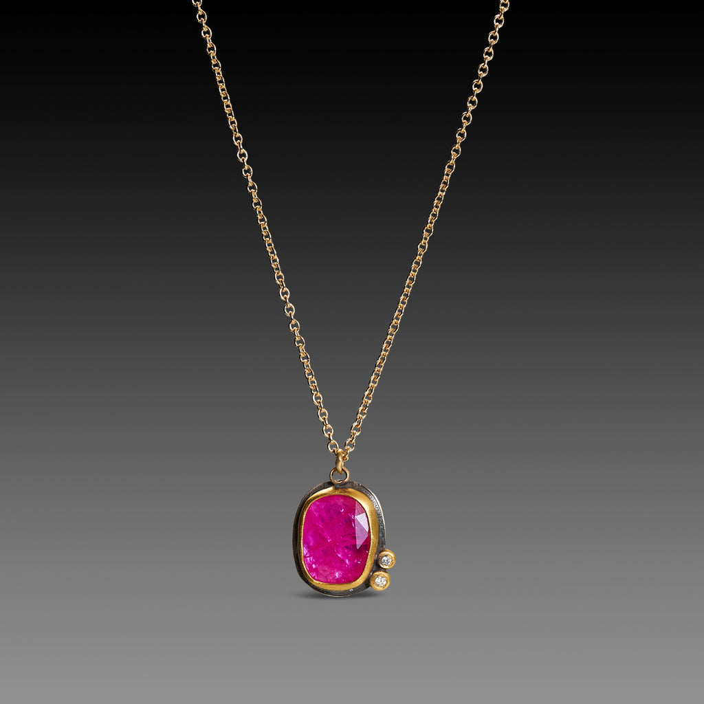 Vibrant Ruby Necklace with Diamonds - Ananda Khalsa