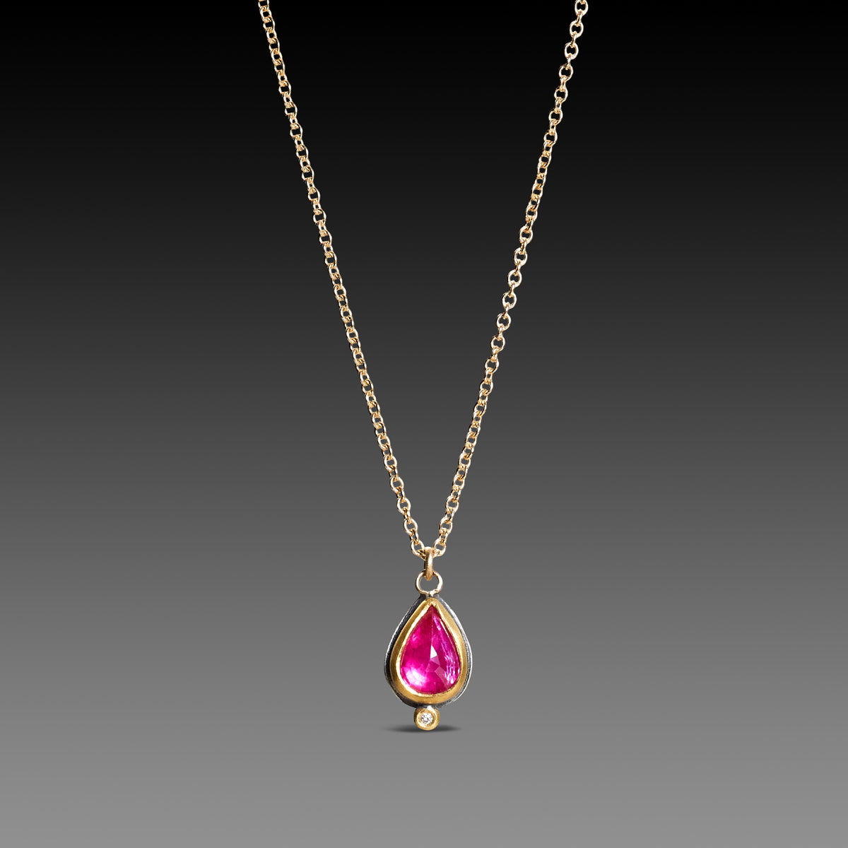 Delicate Ruby Teardrop Necklace