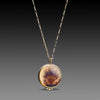 Round Dendritic Agate Necklace with Paperclip Chain