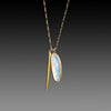 Rainbow Moonstone and Golden Quill Necklace