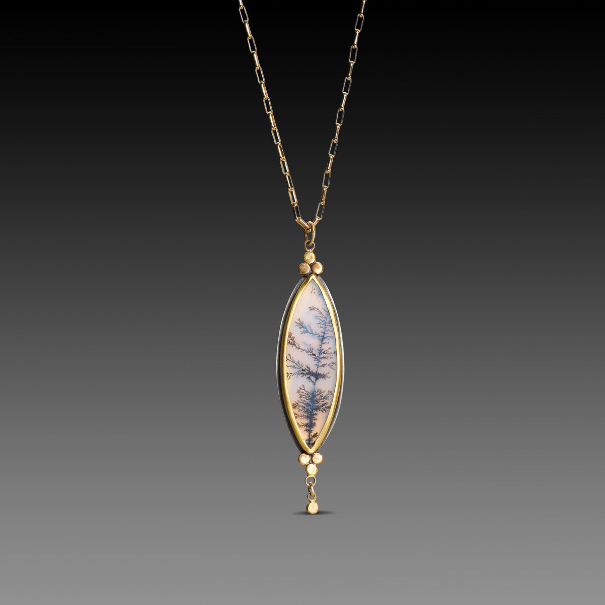 Pointed Oval Dendritic Agate Necklace