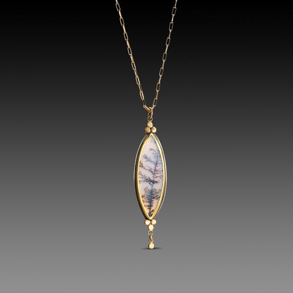 Pointed Oval Dendritic Agate Necklace