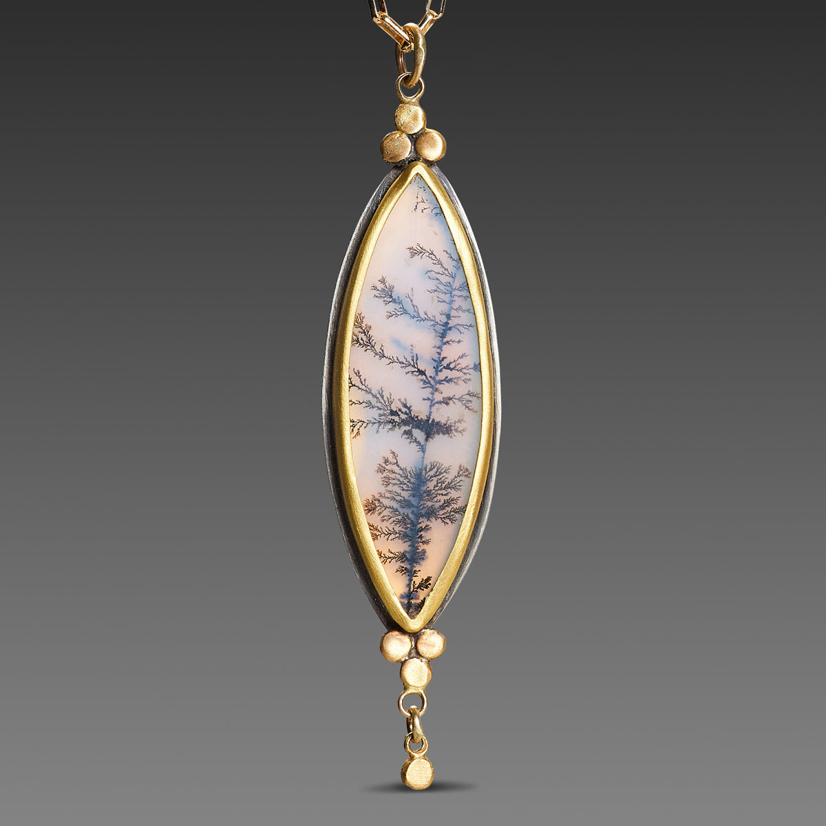 Pointed Oval Dendritic Agate Necklace