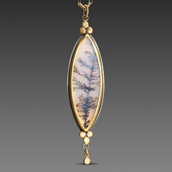 Pointed Oval Dendritic Agate Necklace
