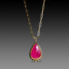Ruby Teardrop Necklace with Paperclip Chain