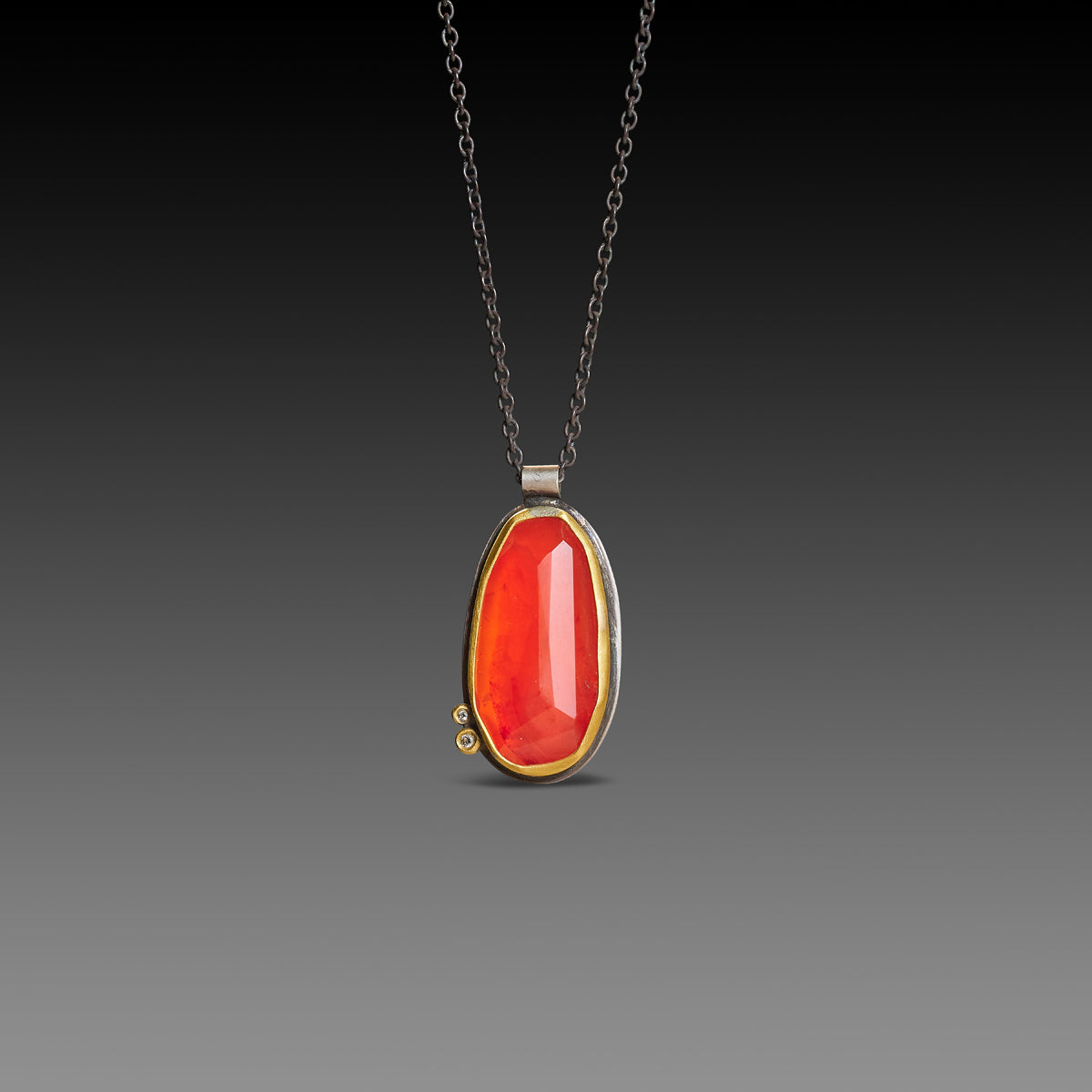 Carnelian Necklace with Diamonds