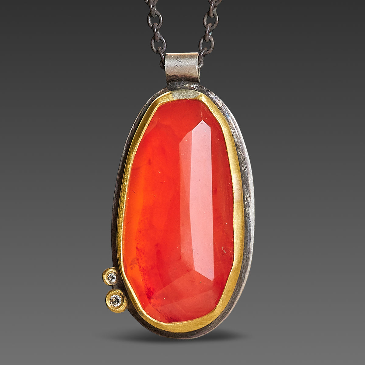 Carnelian Necklace with Diamonds