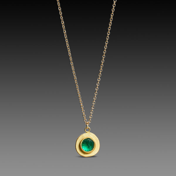 Gold Disk & Emerald Necklace