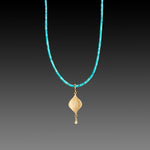 Turquoise Bead Necklace with 22k Charm