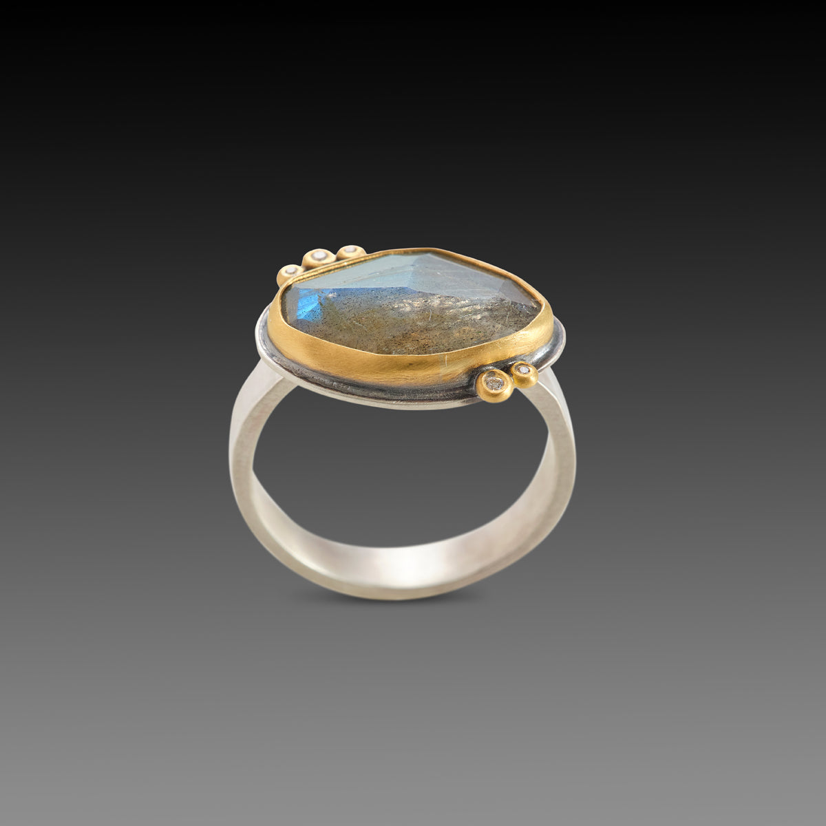 Labradorite Ring with Diamonds