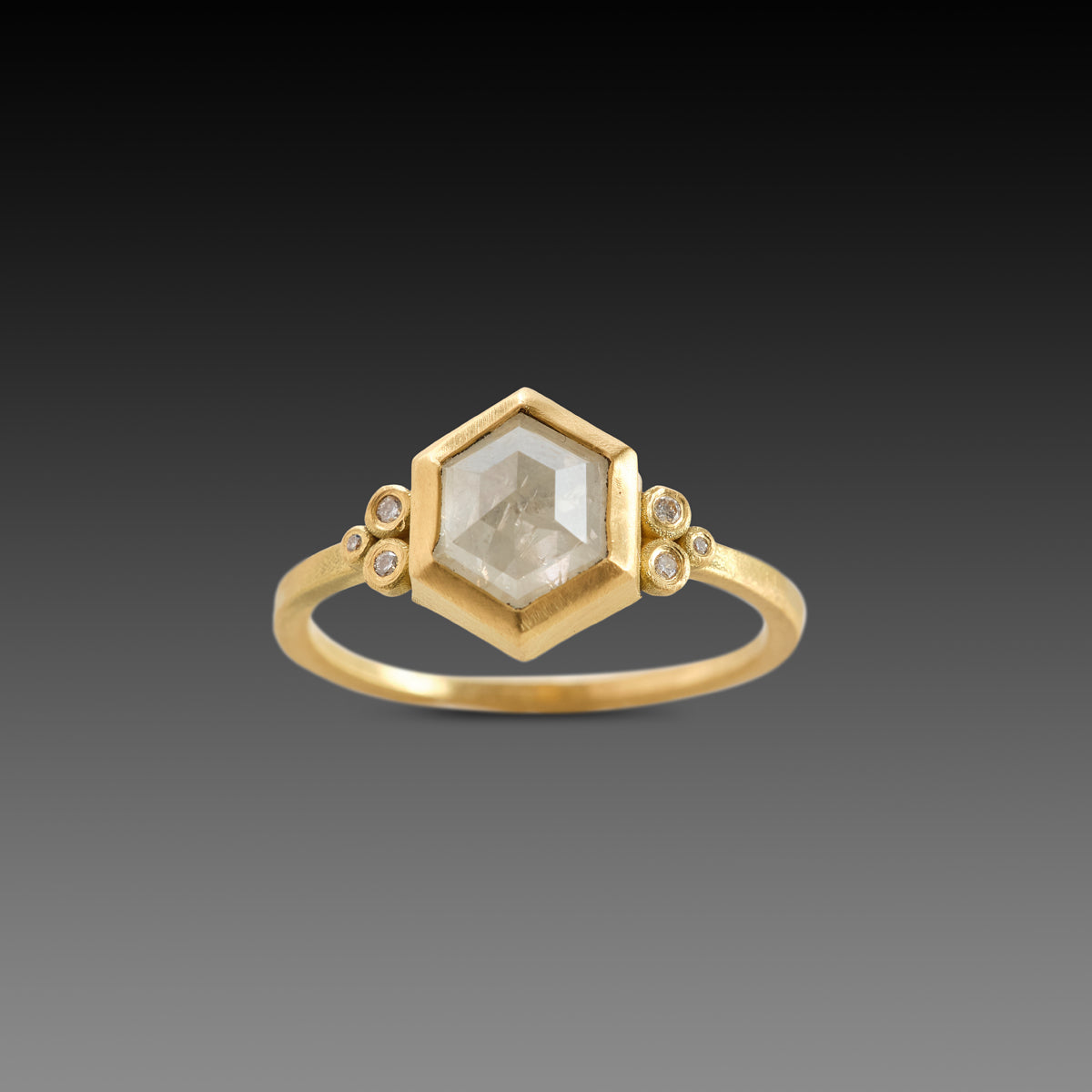 Gray Hexagon Diamond Ring