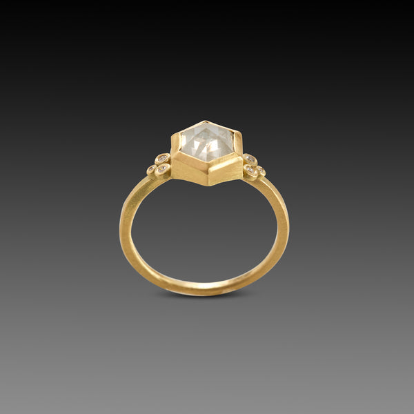 Gray Hexagon Diamond Ring